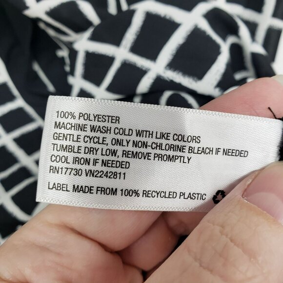 Ava & Viv Black and White Windowpane Short Sleeve Flowy Blouse Work Office 3X - Picture 5 of 8